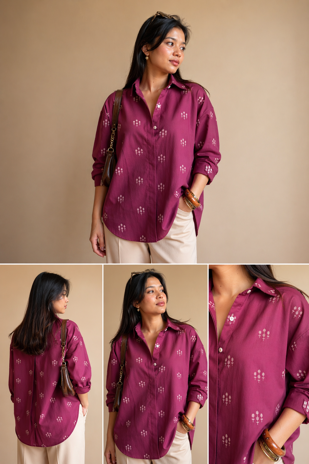 ‘Jamun’ floral weaved cotton shirt