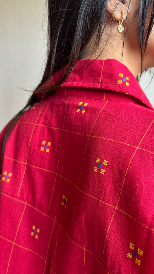Crimson Ikat Buti Shirt