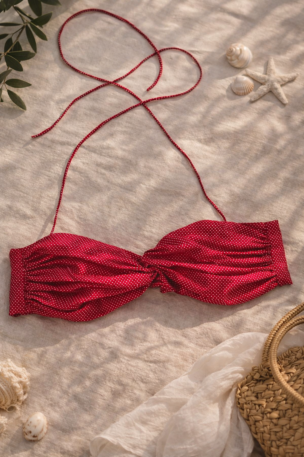 ‘Bella’ Red polka dots bralette top
