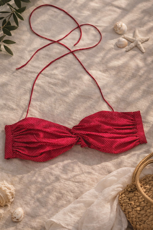 ‘Bella’ Red polka dots bralette top