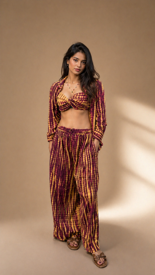 Berry Co-ord Set for Women (3-Piece)