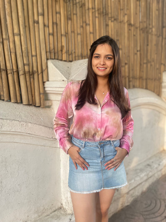 Rose Gold Satin Blend Shirt