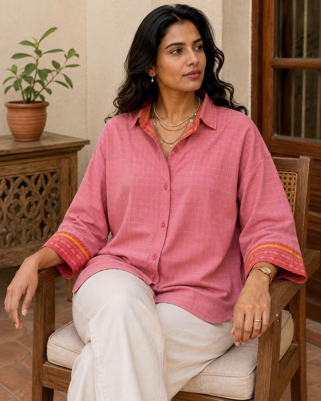 Old Rose Zari Shirt