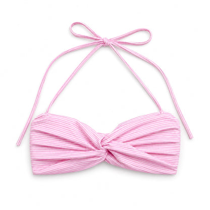 Pink stripes tie-up bralette top