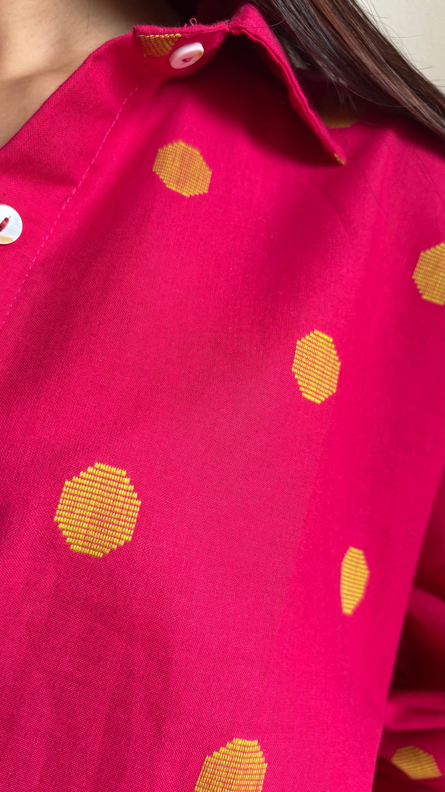 Fuchsia Handwoven polka butti Shirt