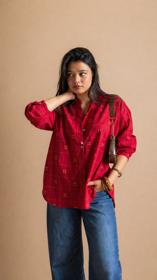 Crimson Ikat Buti Shirt
