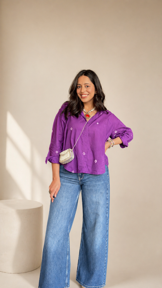 Purple Bandhani Shirt