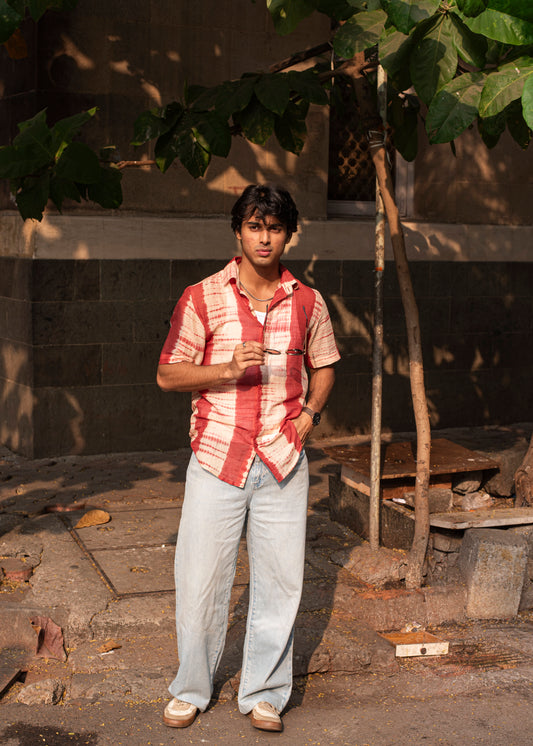 Coral Shibori Cotton Shirt